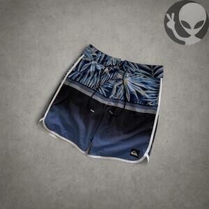 Quiksilver Men's Board Shorts 28 Small Blue Palm Print Swim